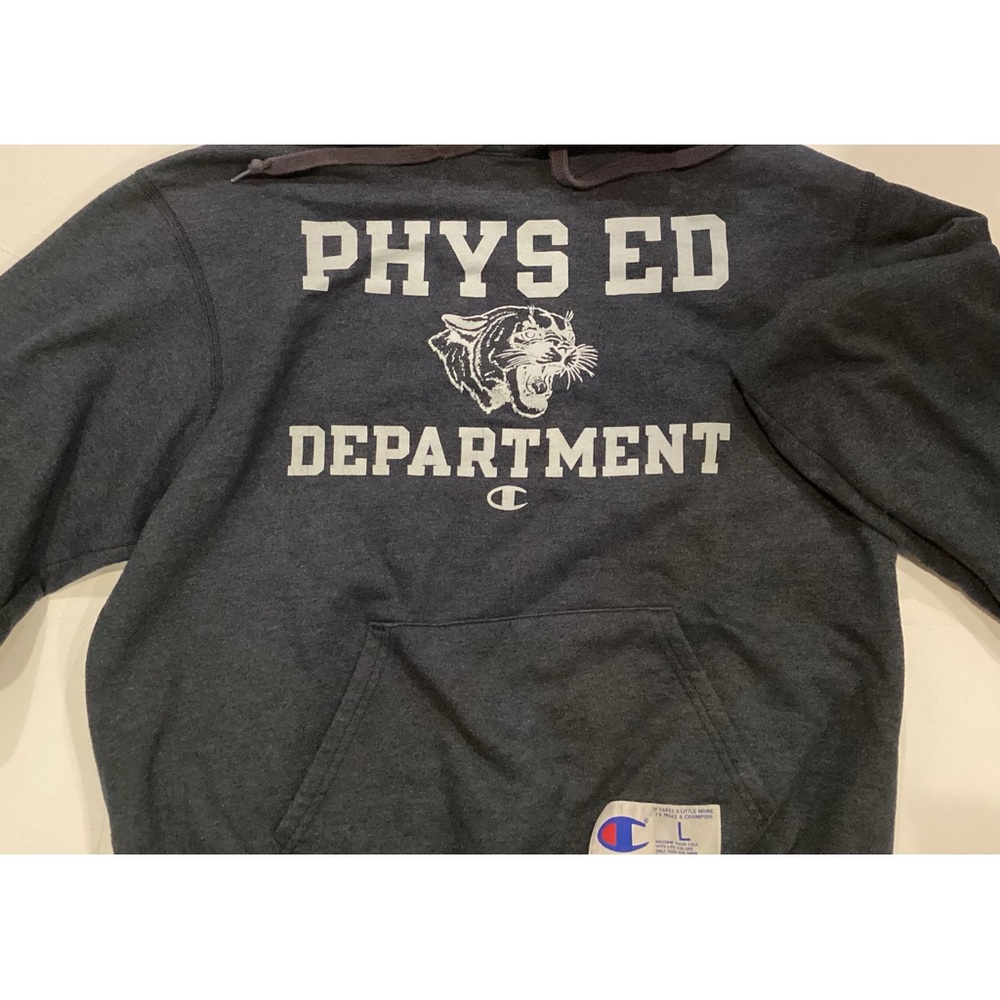 Champion Authentic gently worn hoodie, Unisex in Large, Blue/Grey